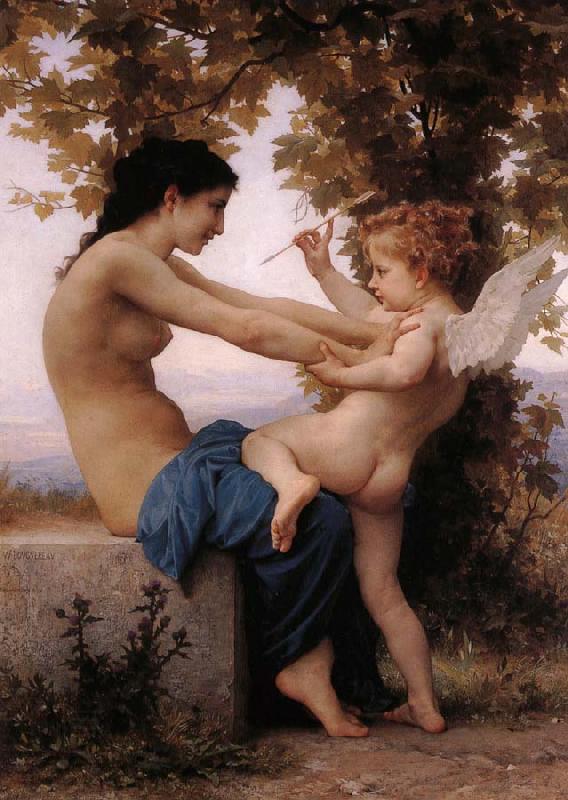 Adolphe William Bouguereau Girl Defending Herself Against Love China oil painting art